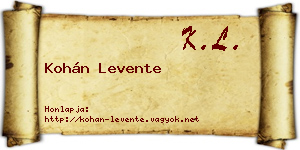 Kohán Levente névjegykártya